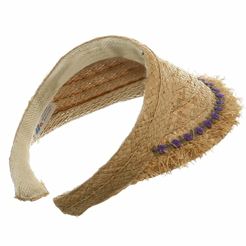 MG Raffia Straw Clip Ons-Natural Purple - Image 4