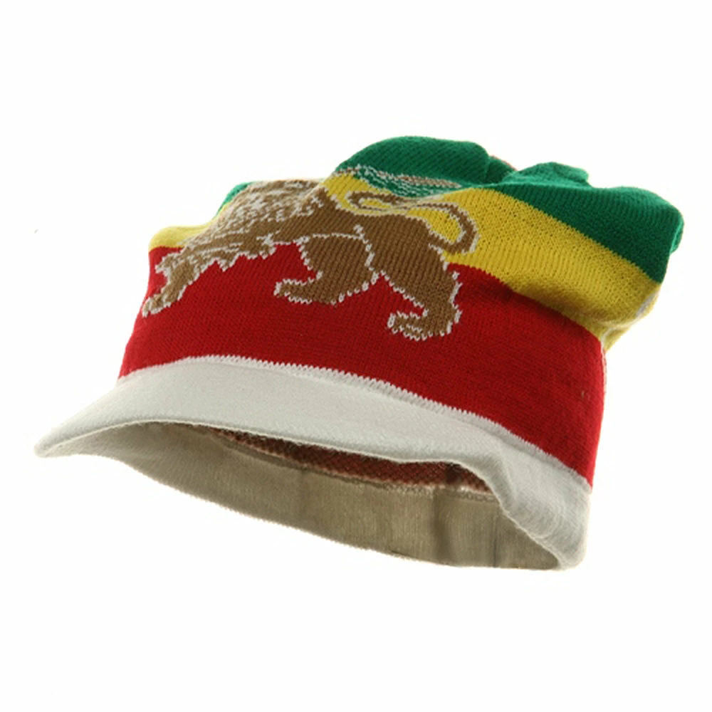 Rasta World Regular Lion Rasta Beanie Visor Hat - Image 36