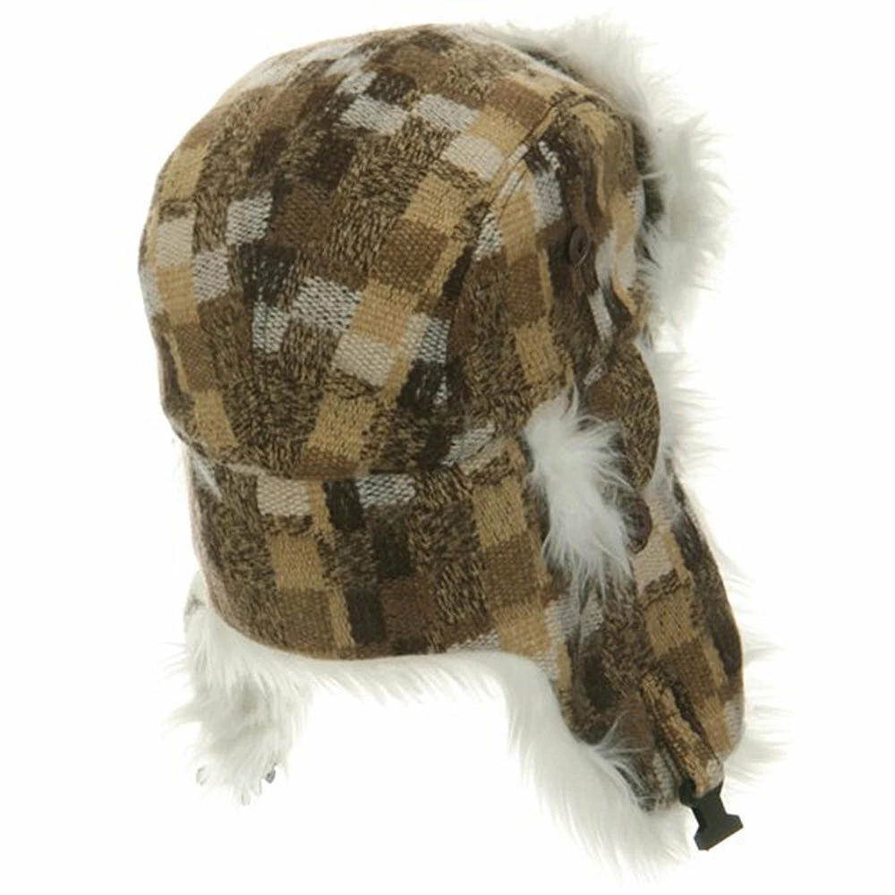 UBI/NYH Wool Plaid Buckle Trooper Hat - Image 3
