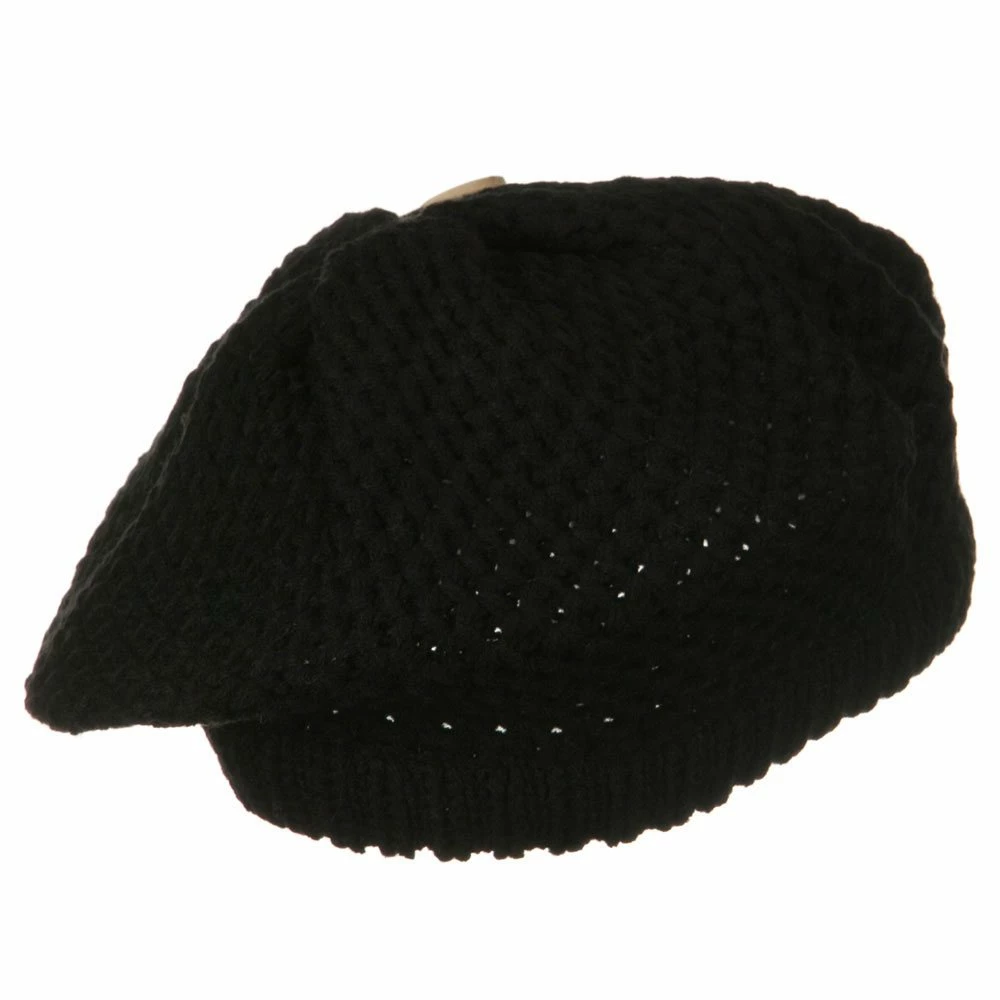 Solid Wing Wood Button Knit Beret - Image 33