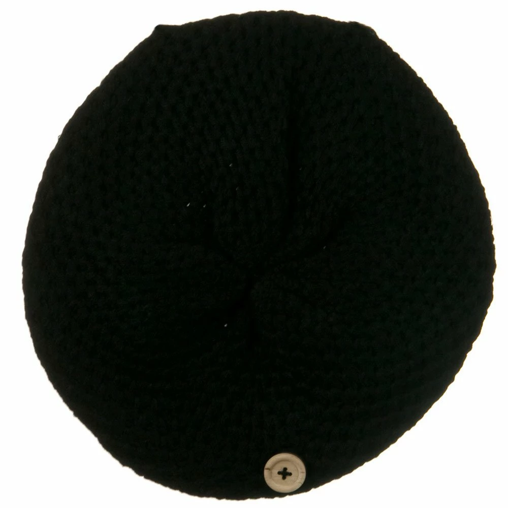 Solid Wing Wood Button Knit Beret - Image 35