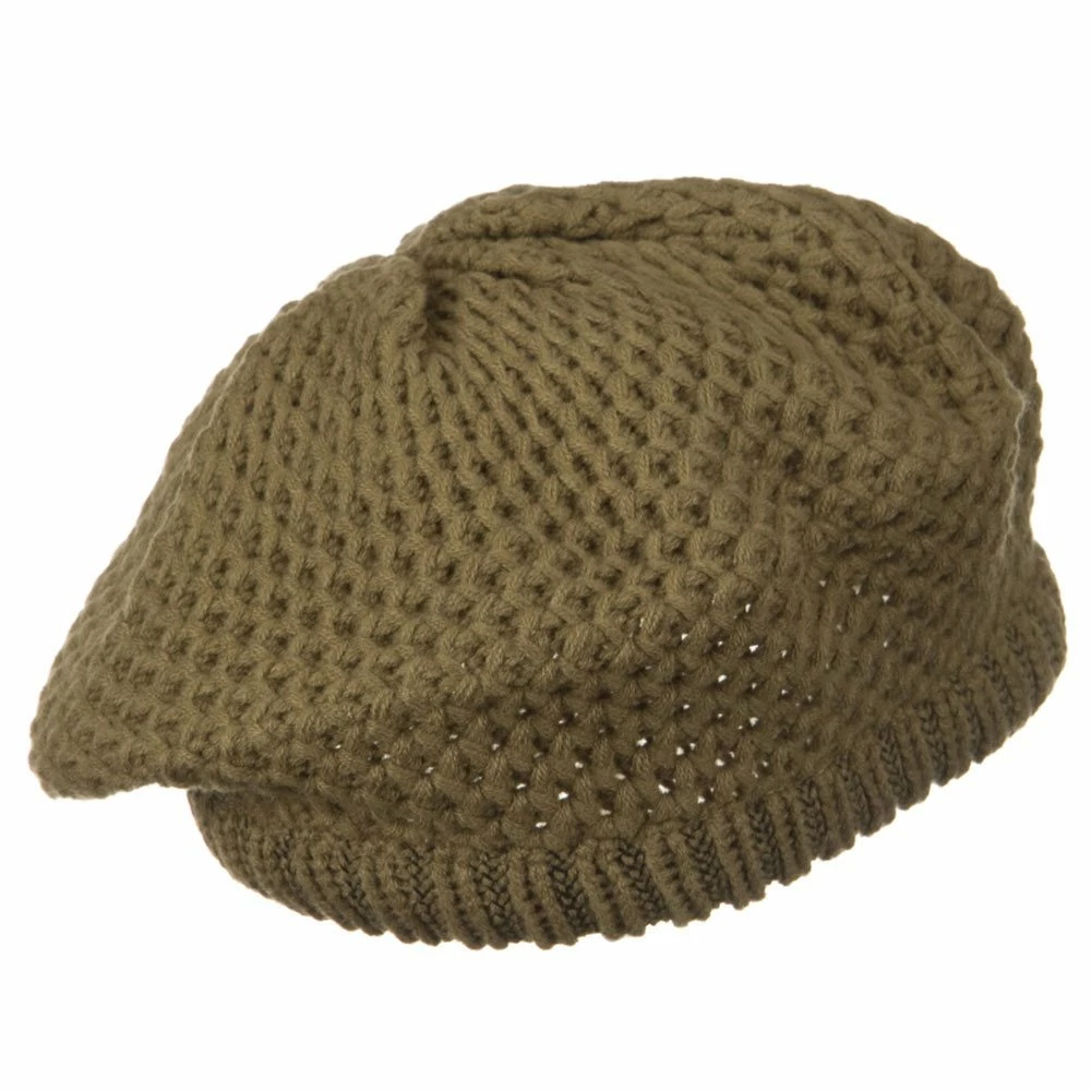 Solid Wing Wood Button Knit Beret - Image 8