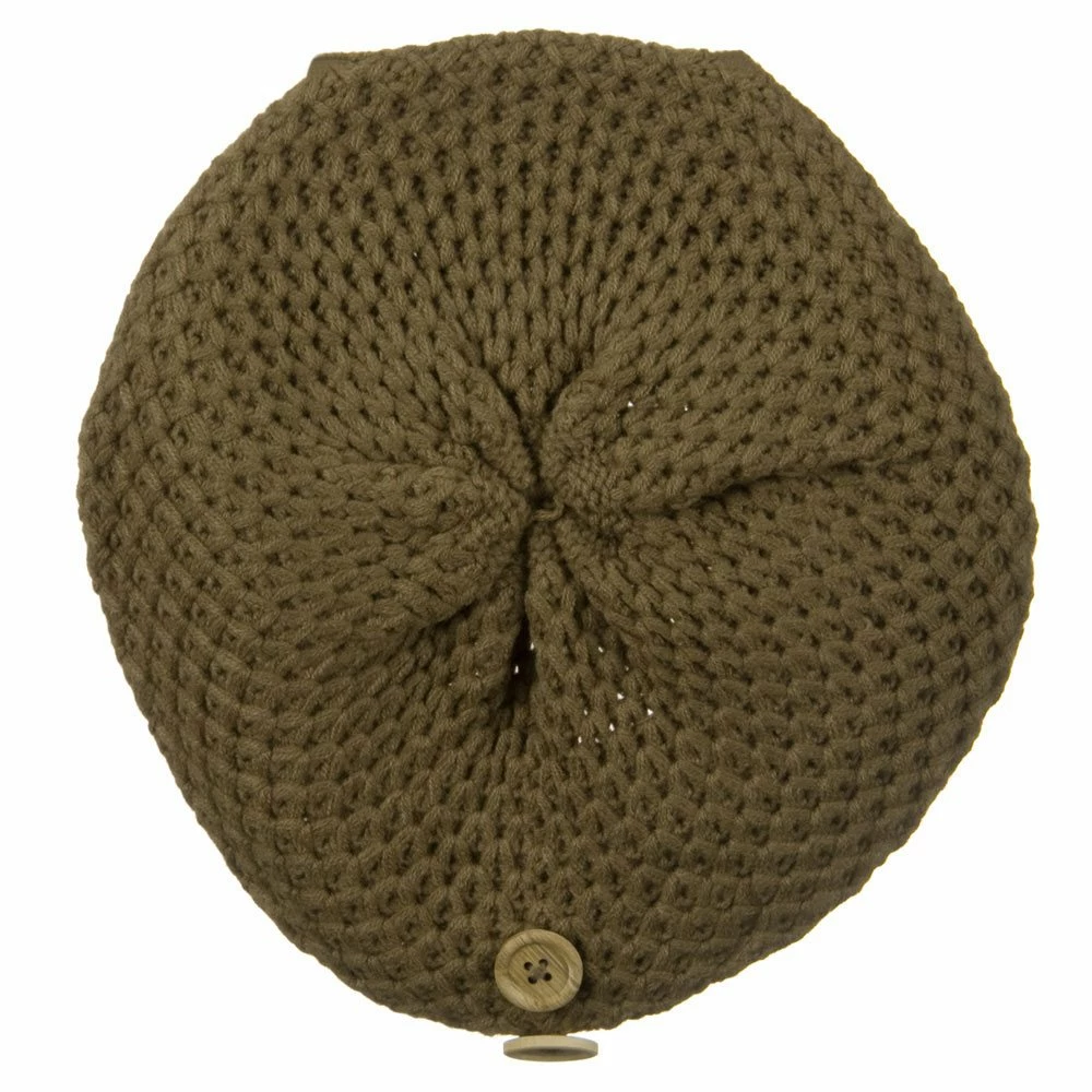 Solid Wing Wood Button Knit Beret - Image 10