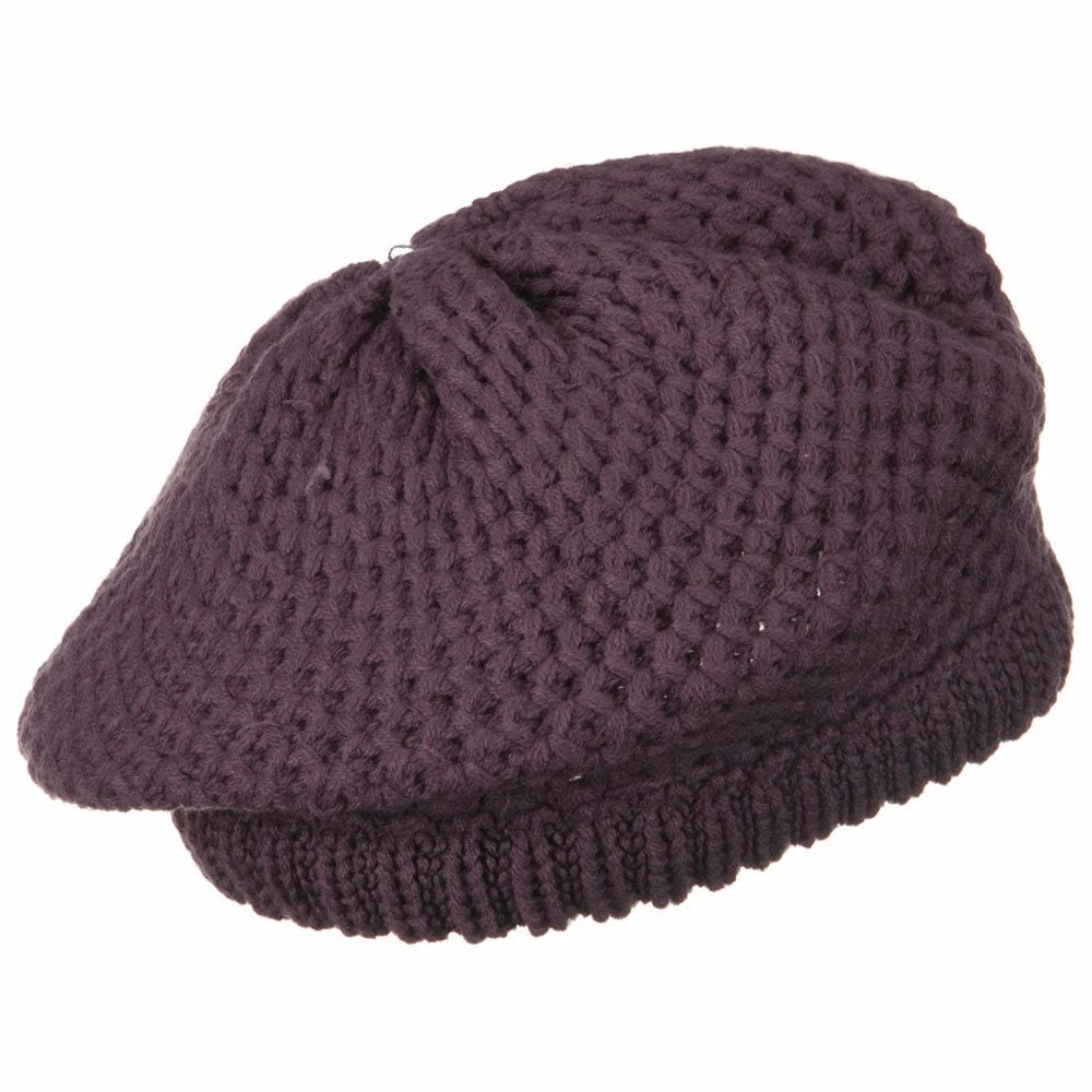Solid Wing Wood Button Knit Beret - Image 13
