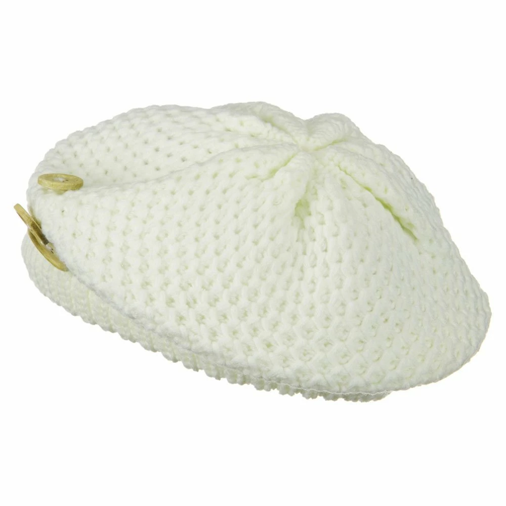 Solid Wing Wood Button Knit Beret - Image 17