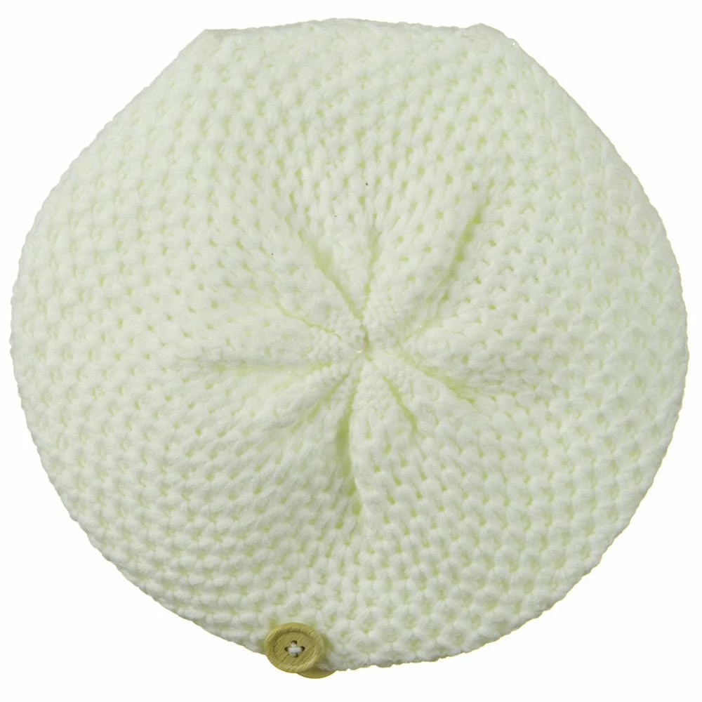 Solid Wing Wood Button Knit Beret - Image 20