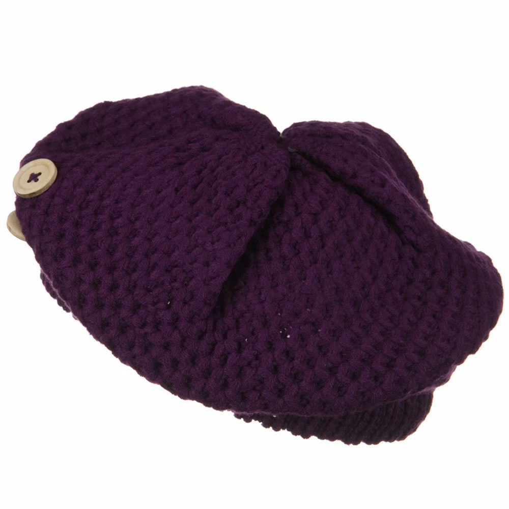 Solid Wing Wood Button Knit Beret - Image 22
