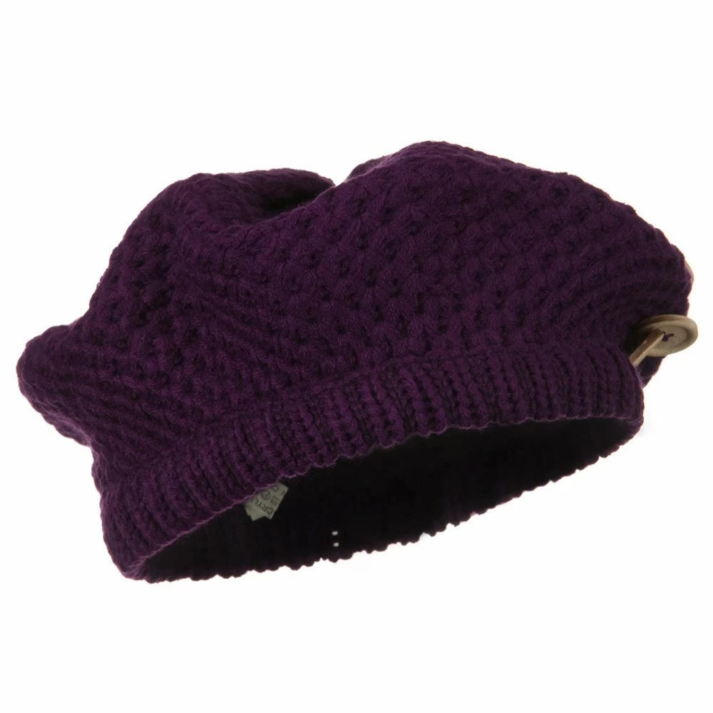 Solid Wing Wood Button Knit Beret - Image 24