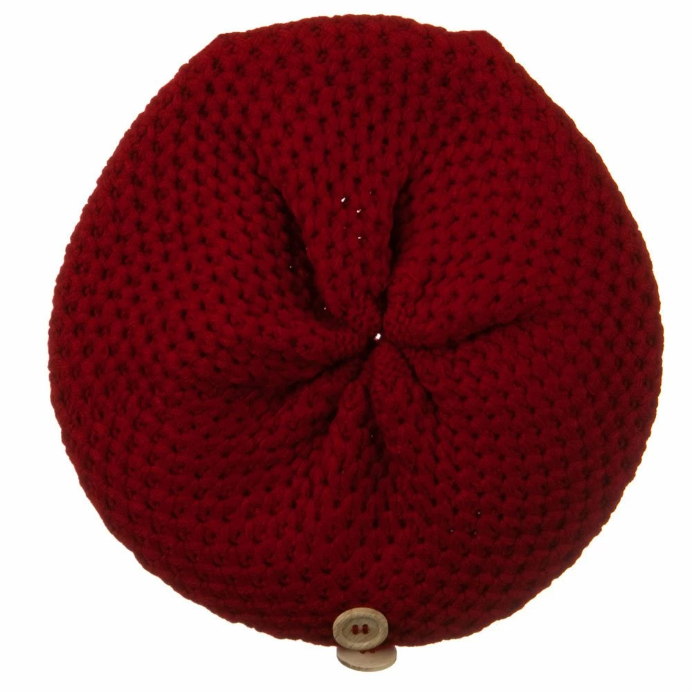 Solid Wing Wood Button Knit Beret - Image 30