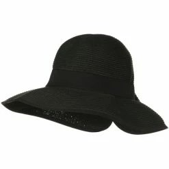 Jeanne Simmons Tweed Bow 3 1/2 Inch Wide Brim Straw Hat