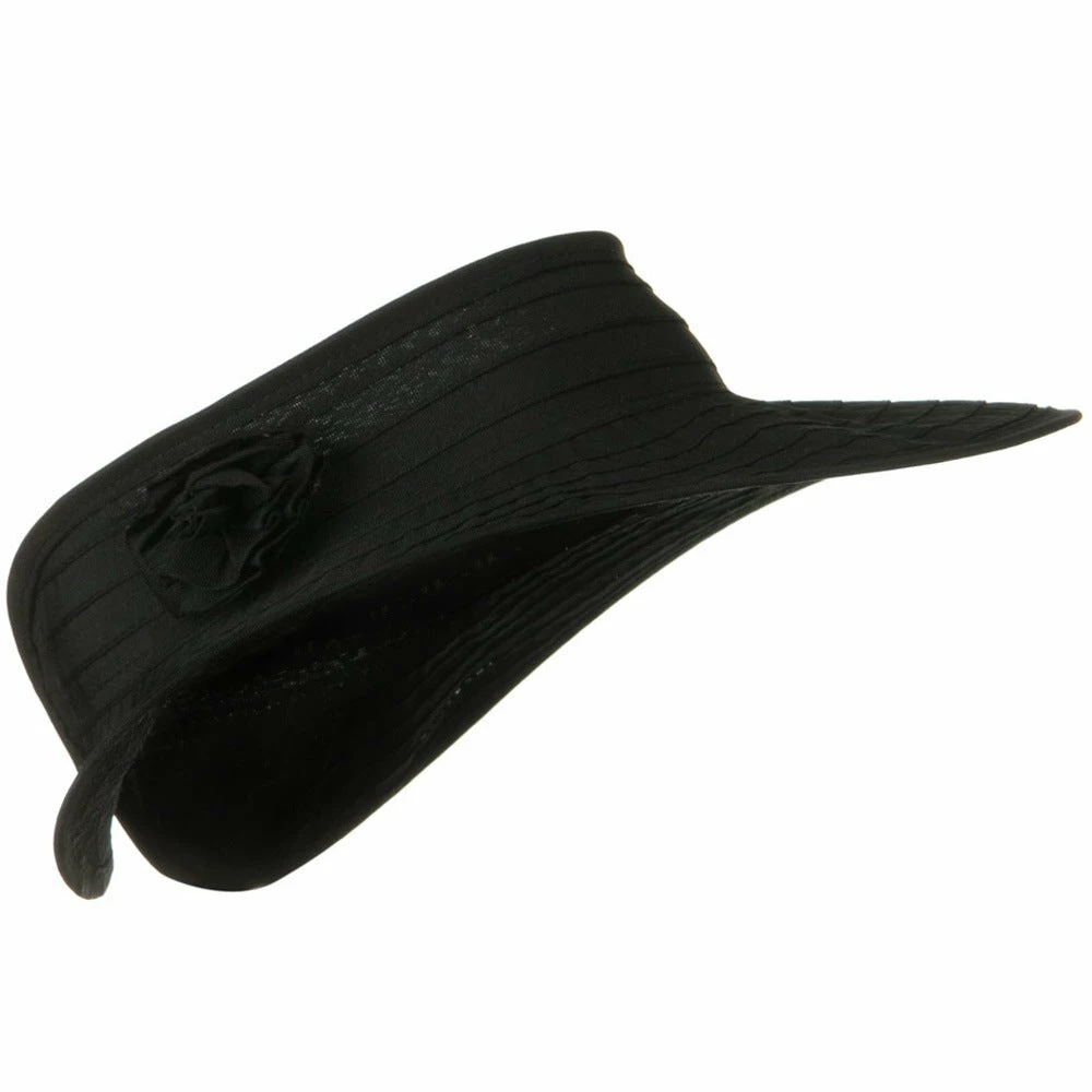 Jeanne Simmons UPF 40+ Ribbon Flower Sewn Braid Roll Up Visor