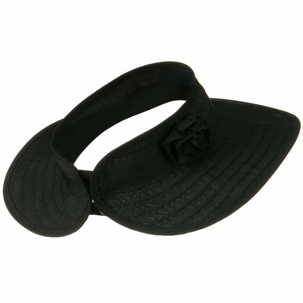 Jeanne Simmons UPF 40+ Ribbon Flower Sewn Braid Roll Up Visor - Image 4