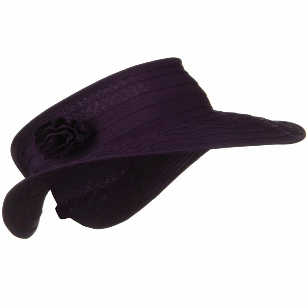 Jeanne Simmons UPF 40+ Ribbon Flower Sewn Braid Roll Up Visor - Image 11