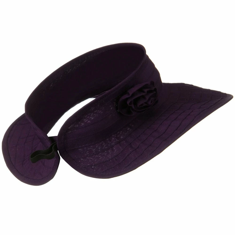 Jeanne Simmons UPF 40+ Ribbon Flower Sewn Braid Roll Up Visor - Image 14