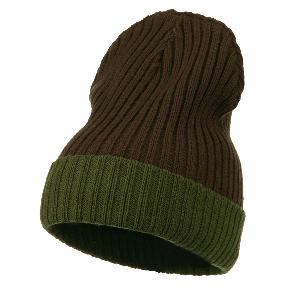 Broner Rib Knit Two Color Cuff Beanie