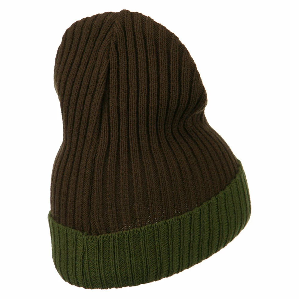 Broner Rib Knit Two Color Cuff Beanie - Image 3
