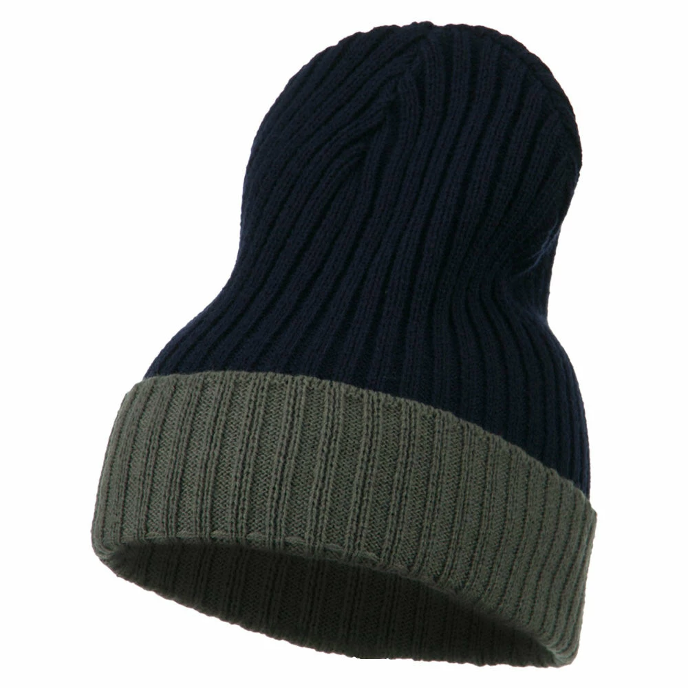 Broner Rib Knit Two Color Cuff Beanie - Image 6