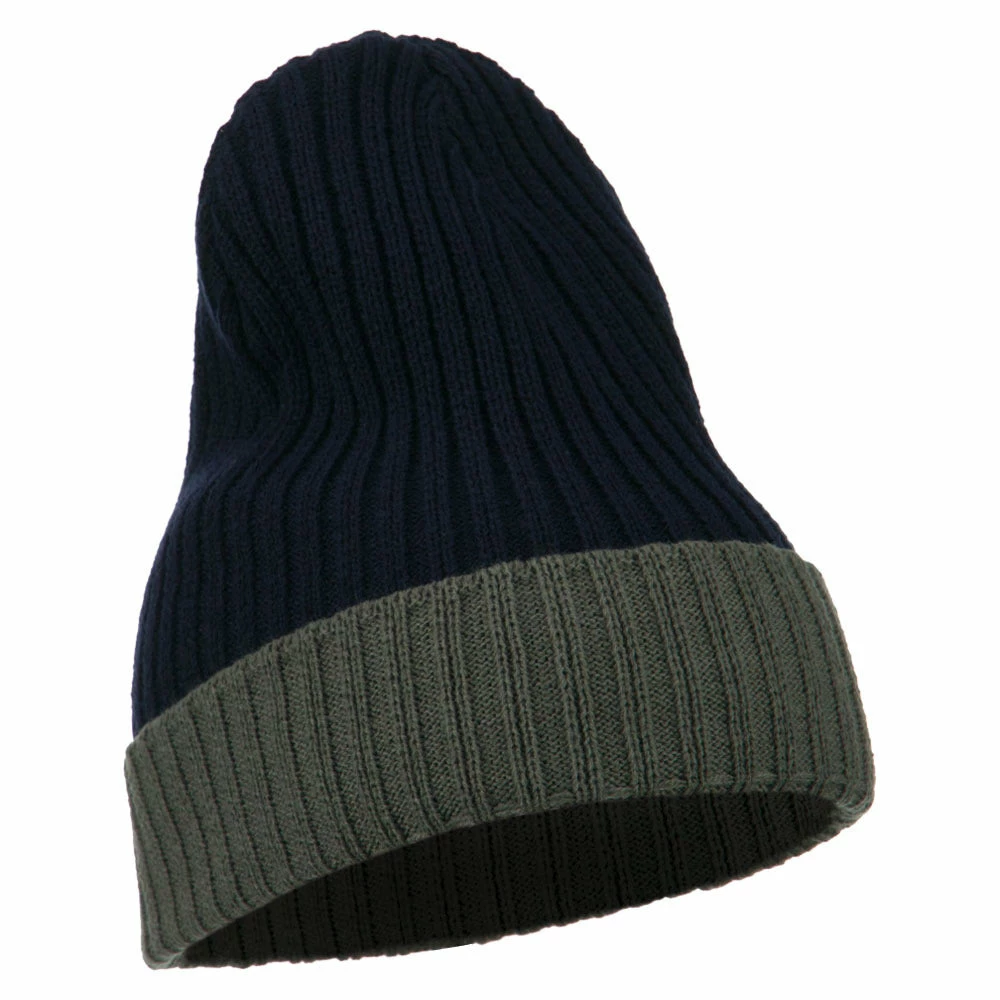 Broner Rib Knit Two Color Cuff Beanie - Image 9