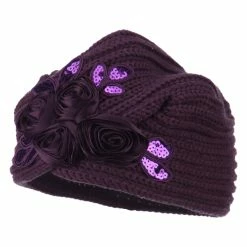 Cheveux Flower Sequins Knit Turban