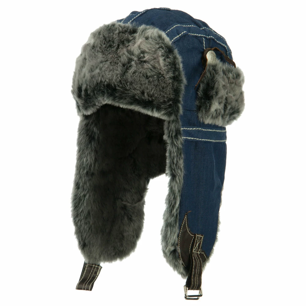 City Hunter Chambray Faux Fur Trooper Hat