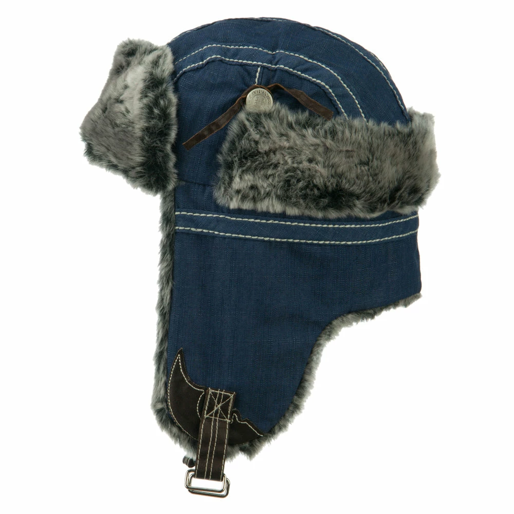 City Hunter Chambray Faux Fur Trooper Hat - Image 3