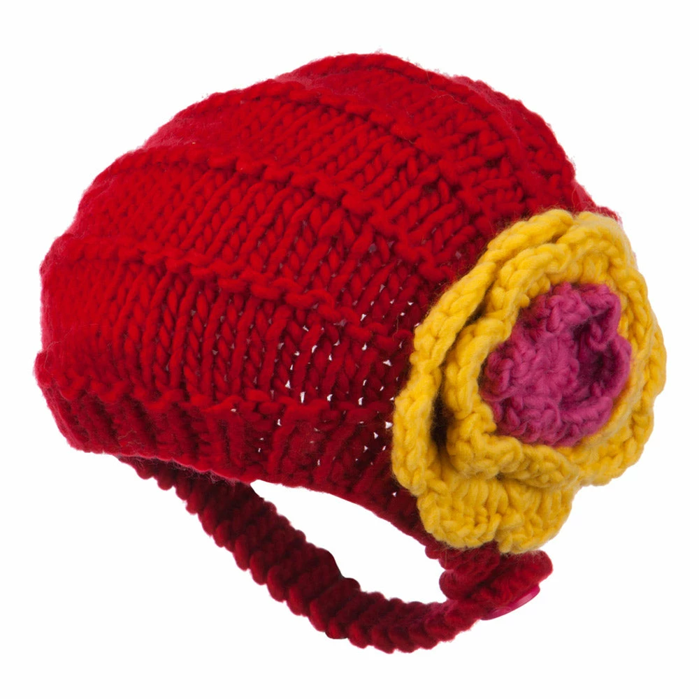 Jeanne Simmons Girl's Flower Detail Chin Ski Beanie - Image 2