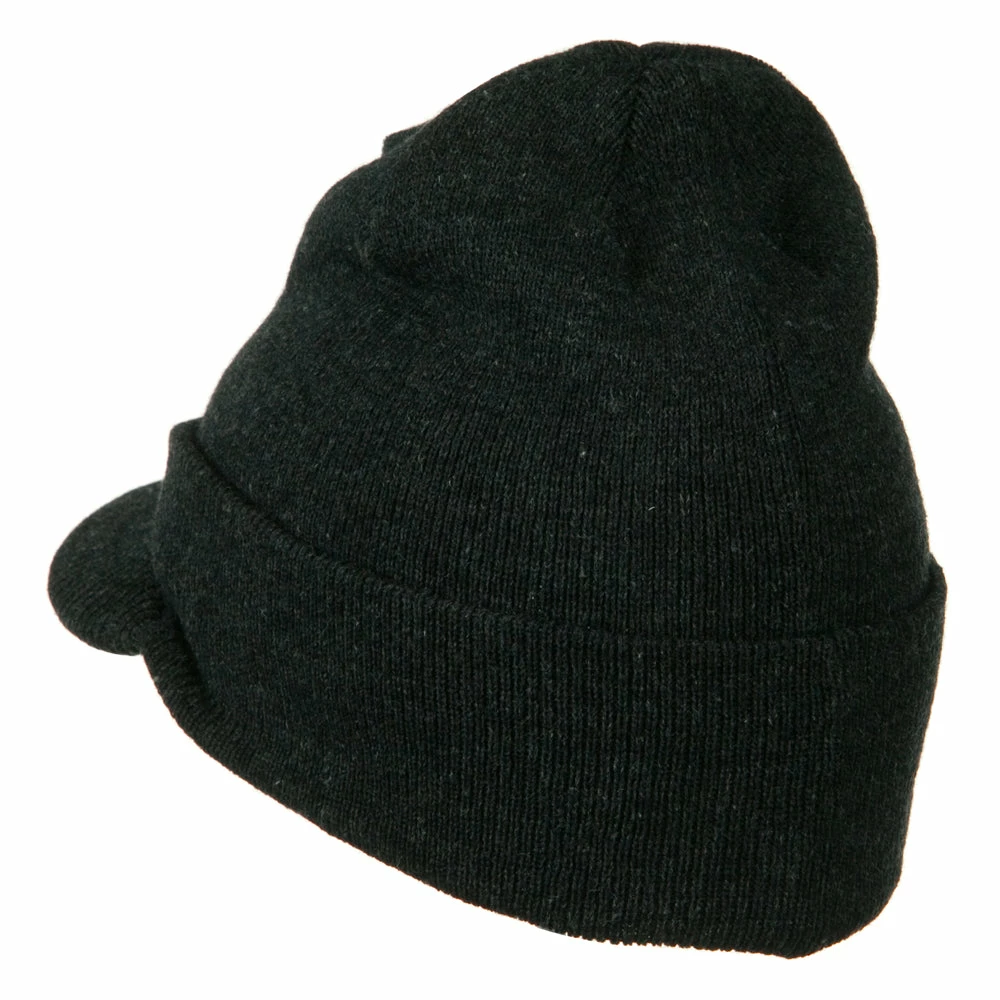 MG Cuff Knitted Beanie With Visor Bill - Image 7