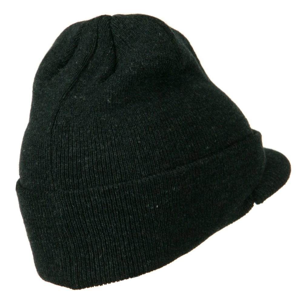 MG Cuff Knitted Beanie With Visor Bill - Image 8