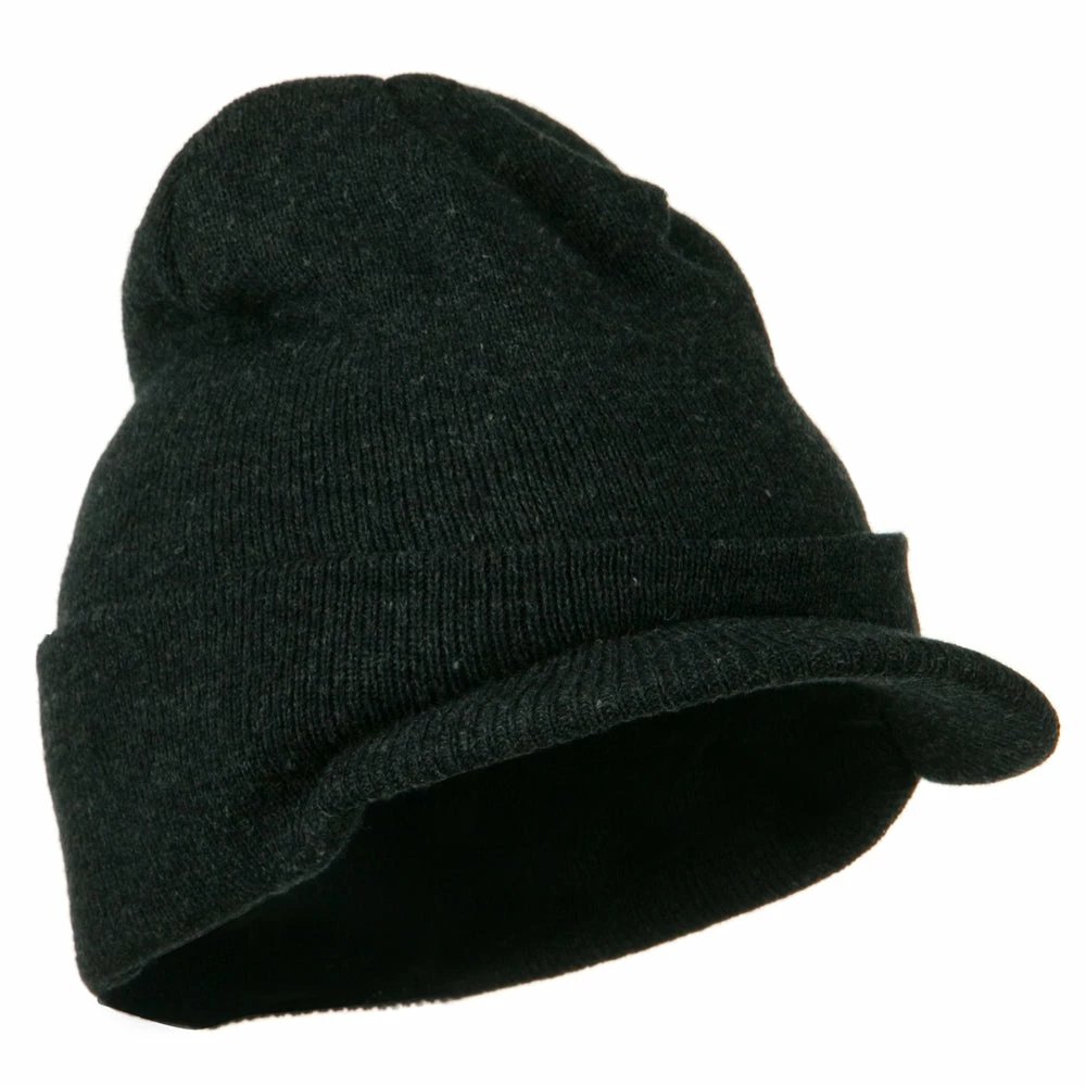 MG Cuff Knitted Beanie With Visor Bill - Image 9