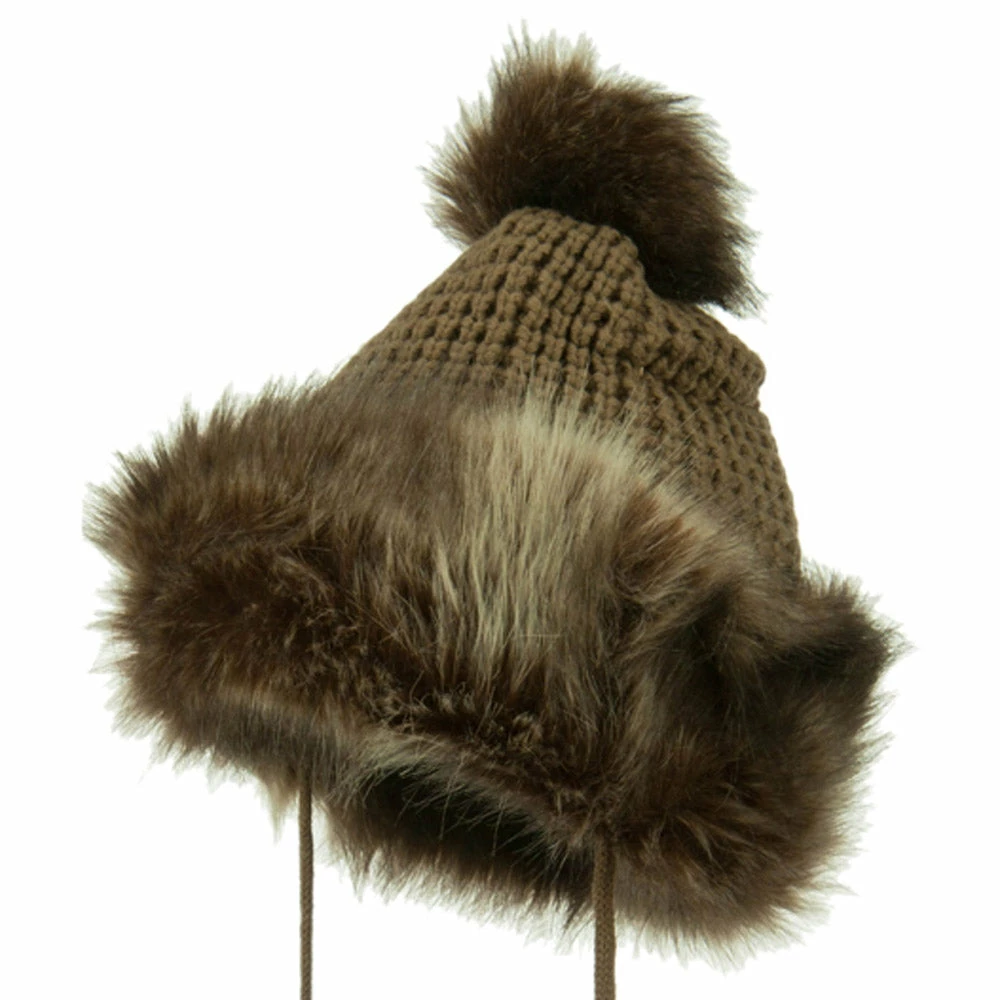 Jeanne Simmons Ladies Crocheted Knit Pom Ski Beanie