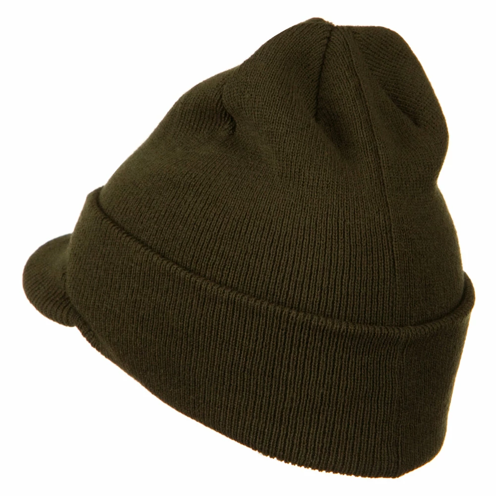 MG Cuff Knitted Beanie With Visor Bill - Image 14