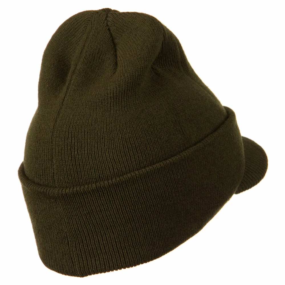 MG Cuff Knitted Beanie With Visor Bill - Image 15