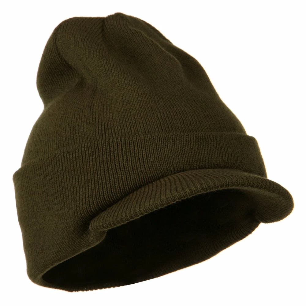 MG Cuff Knitted Beanie With Visor Bill - Image 12