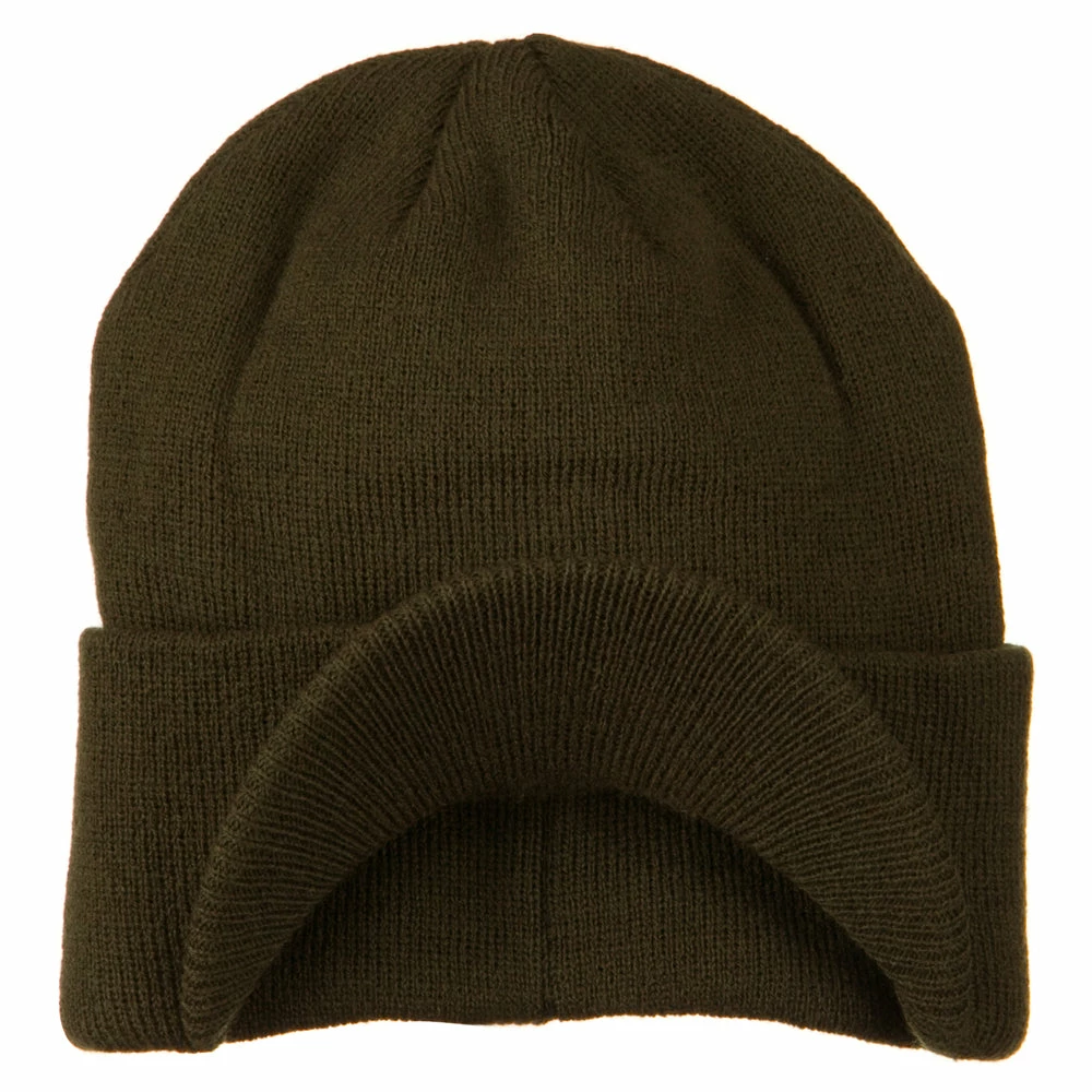 MG Cuff Knitted Beanie With Visor Bill - Image 13