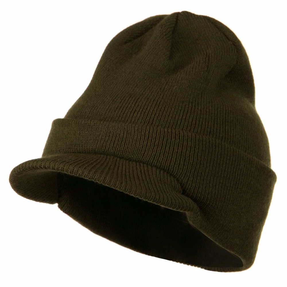 MG Cuff Knitted Beanie With Visor Bill - Image 11