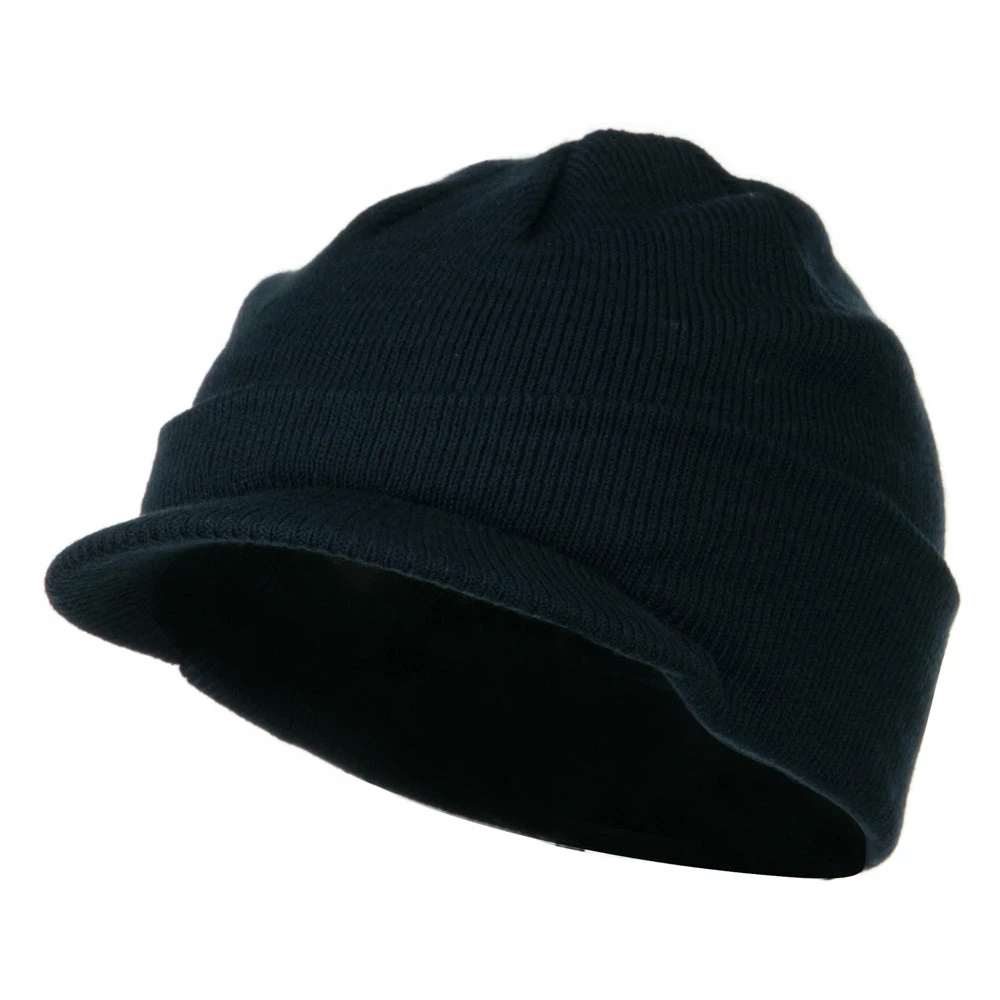 MG Cuff Knitted Beanie With Visor Bill - Image 16