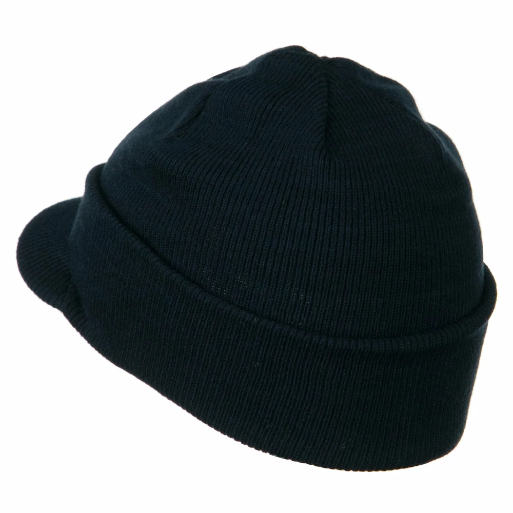 MG Cuff Knitted Beanie With Visor Bill - Image 17