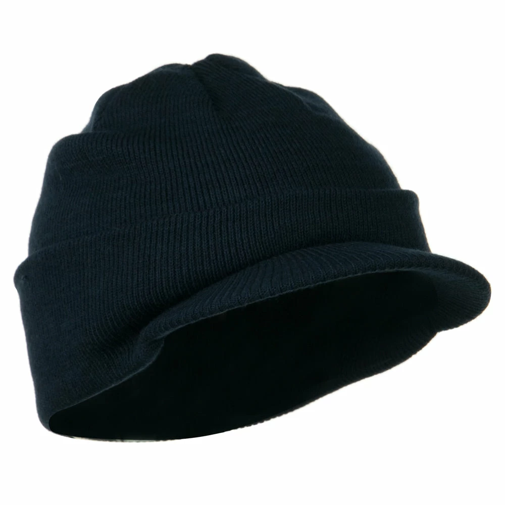 MG Cuff Knitted Beanie With Visor Bill - Image 19