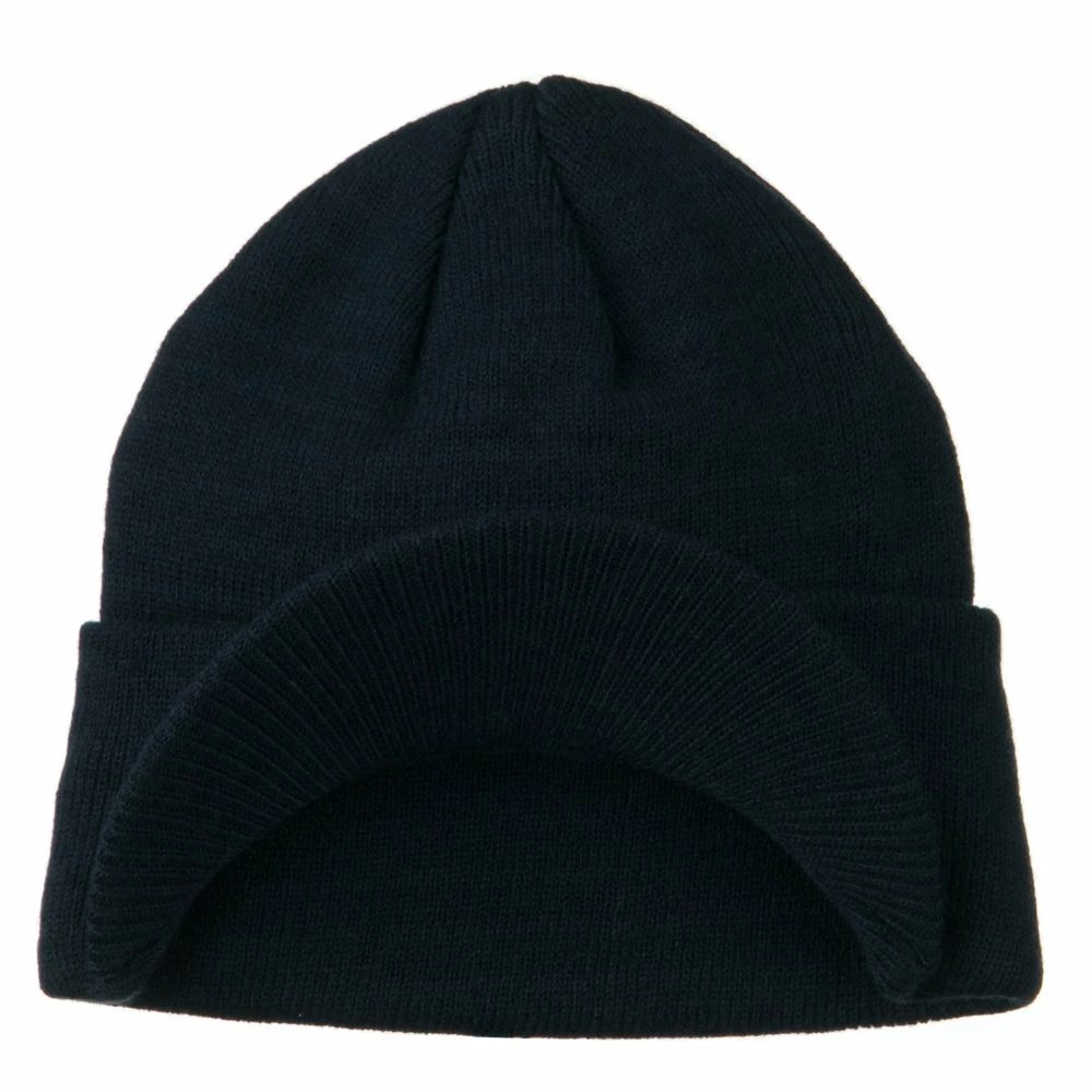 MG Cuff Knitted Beanie With Visor Bill - Image 18