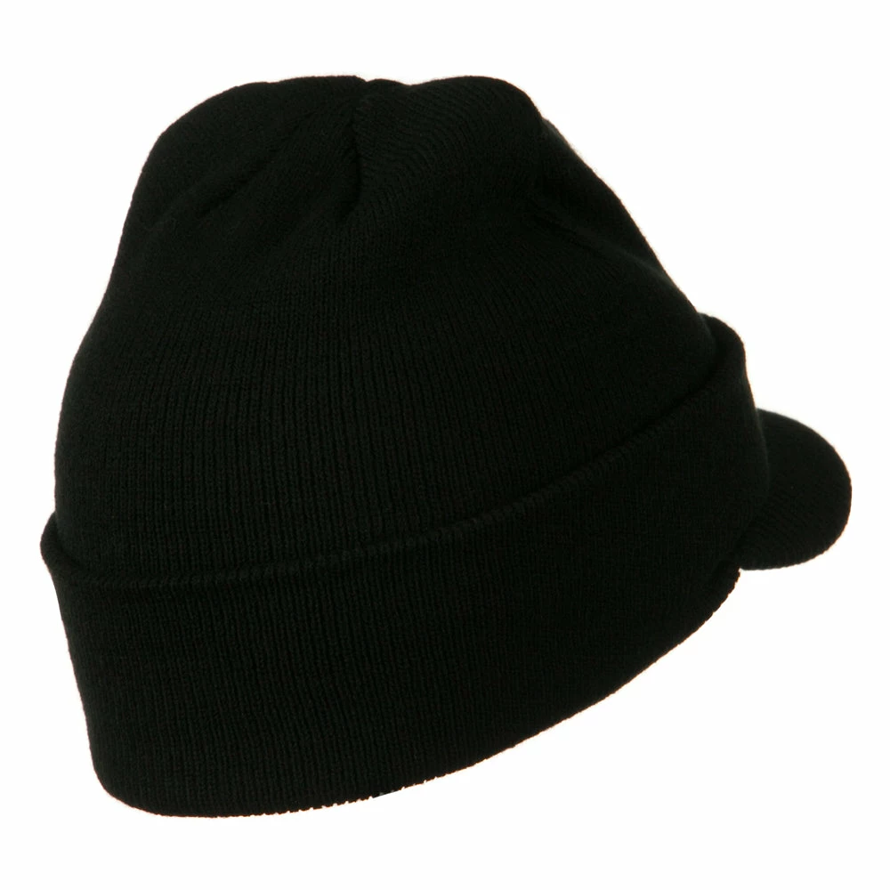MG Cuff Knitted Beanie With Visor Bill - Image 22
