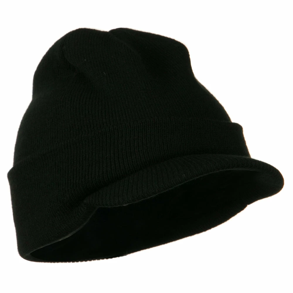 MG Cuff Knitted Beanie With Visor Bill - Image 23