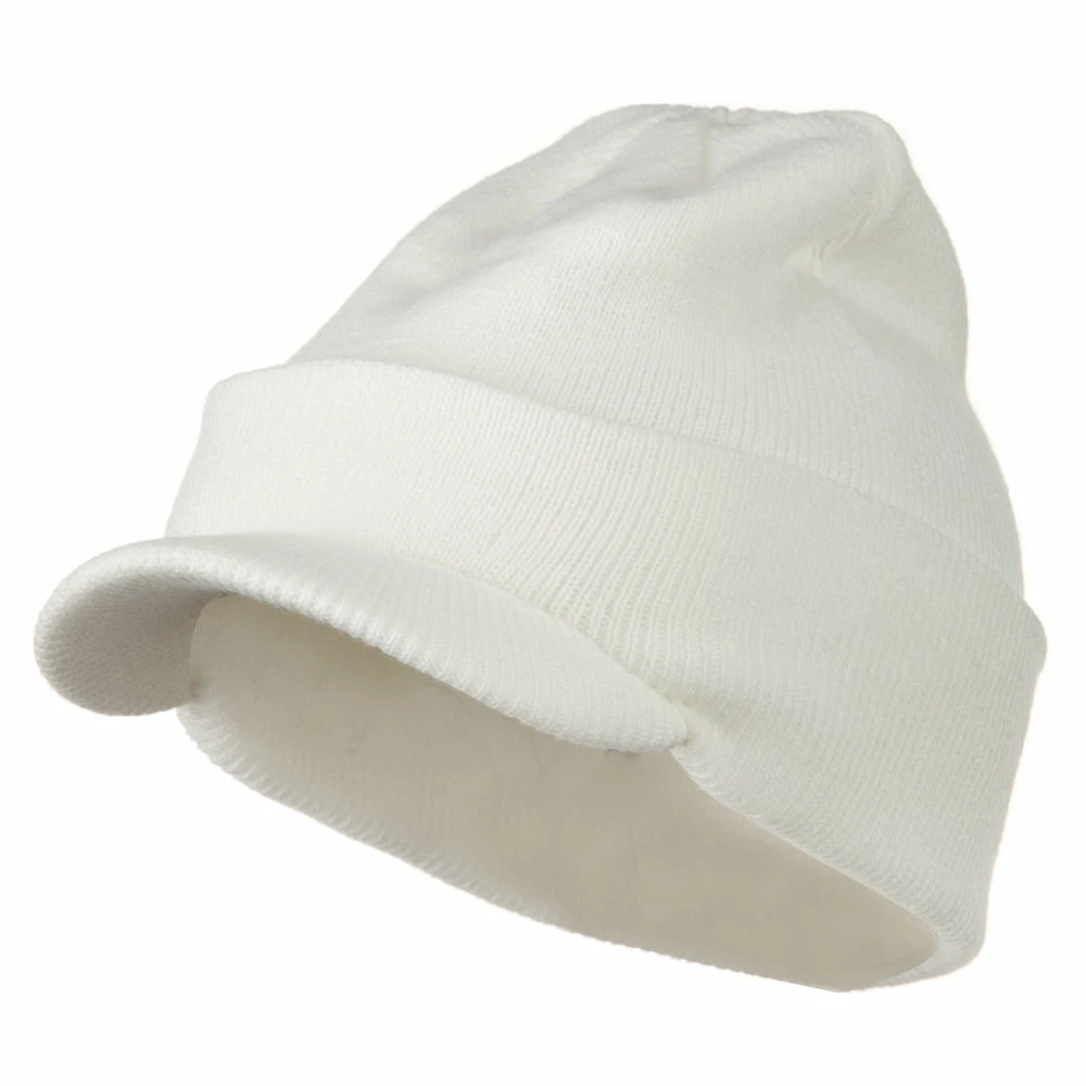 MG Cuff Knitted Beanie With Visor Bill - Image 36