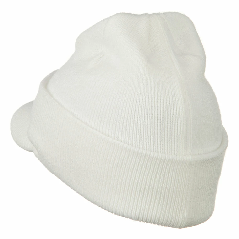 MG Cuff Knitted Beanie With Visor Bill - Image 40