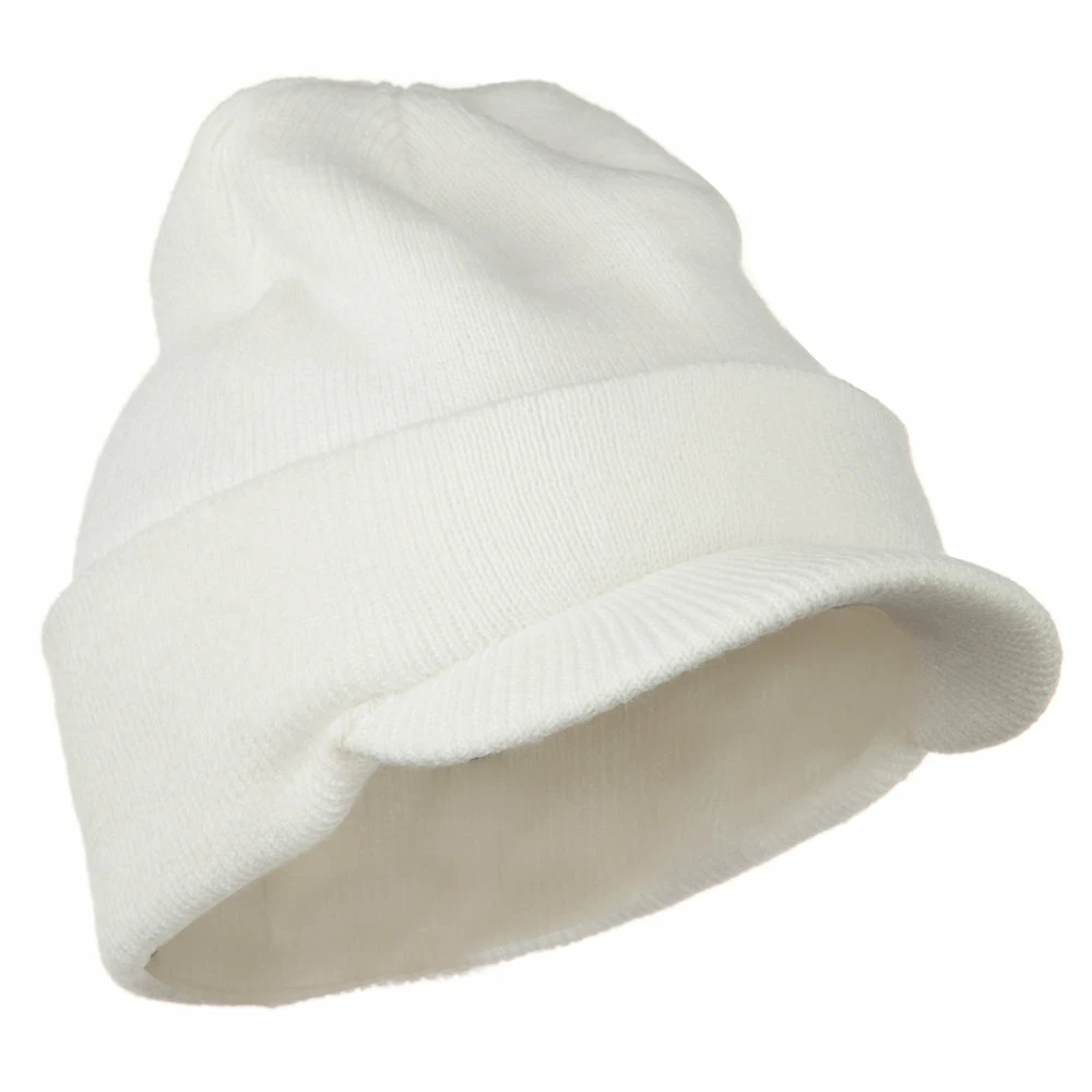 MG Cuff Knitted Beanie With Visor Bill - Image 38