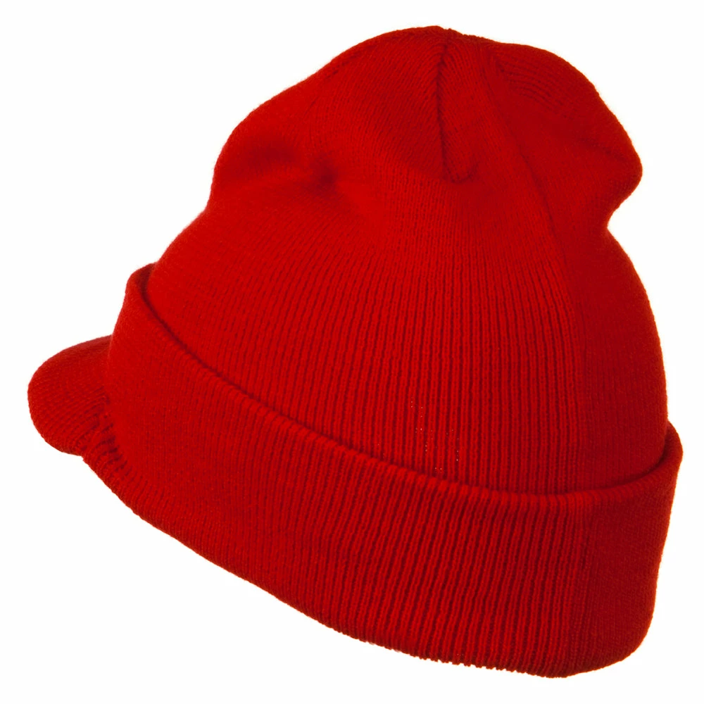 MG Cuff Knitted Beanie With Visor Bill - Image 45
