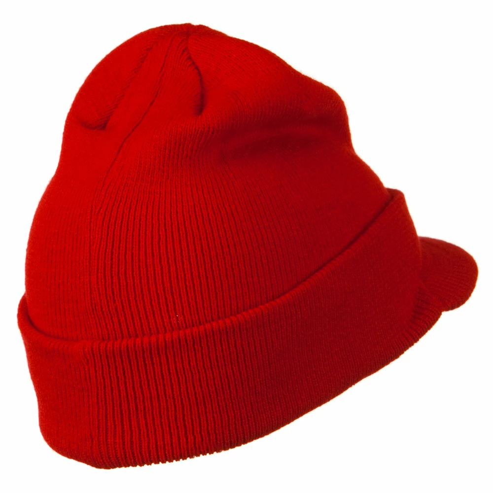 MG Cuff Knitted Beanie With Visor Bill - Image 42