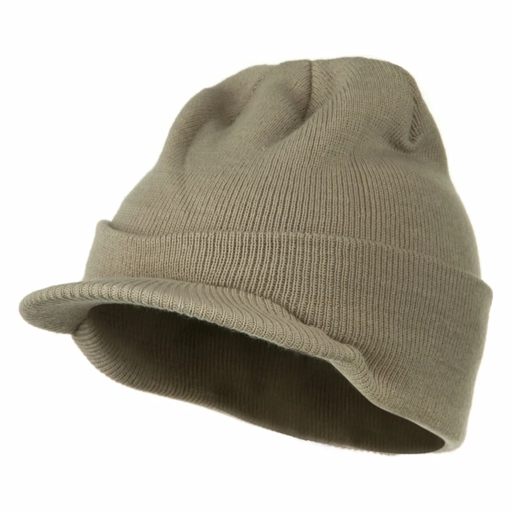 MG Cuff Knitted Beanie With Visor Bill - Image 51
