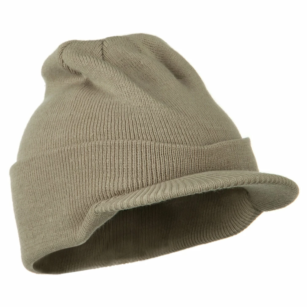 MG Cuff Knitted Beanie With Visor Bill - Image 55