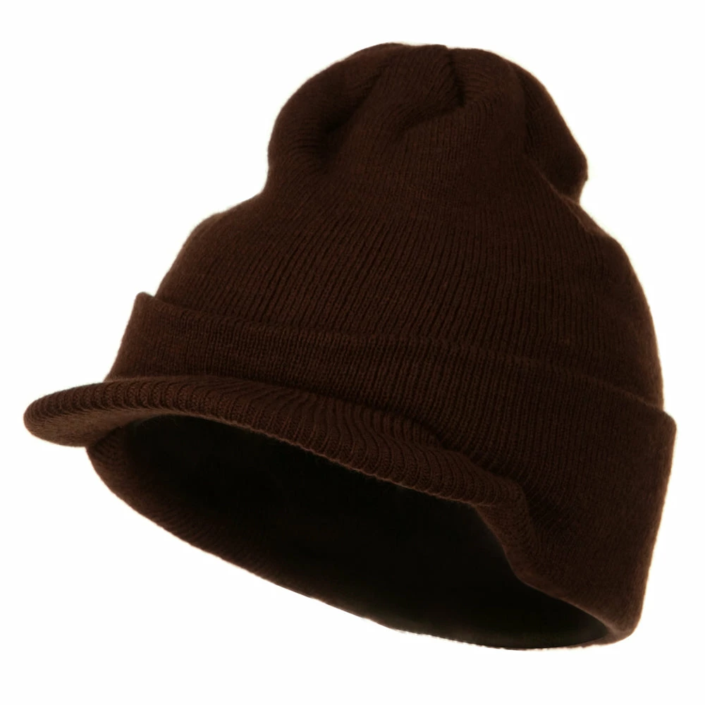 MG Cuff Knitted Beanie With Visor Bill - Image 56