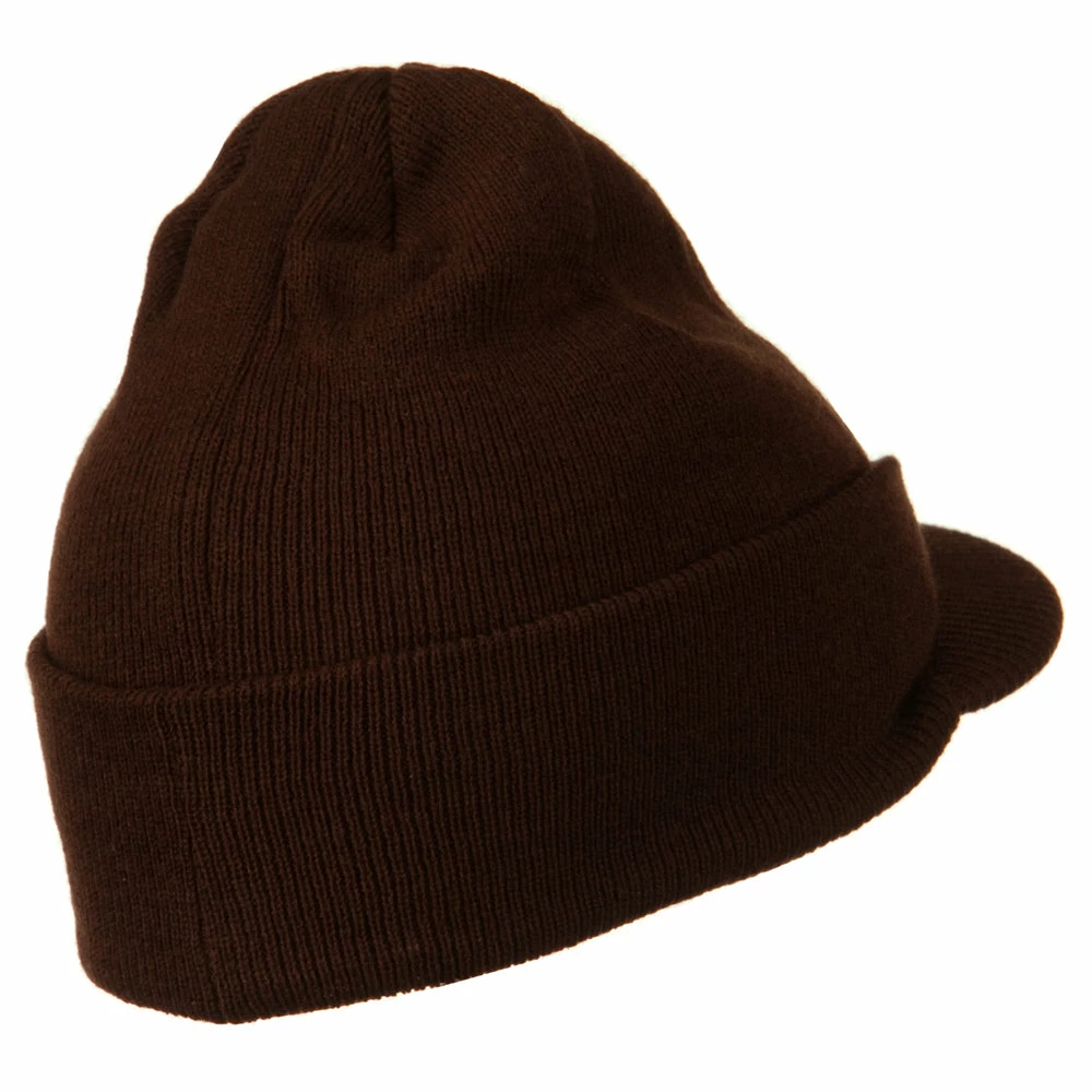 MG Cuff Knitted Beanie With Visor Bill - Image 57